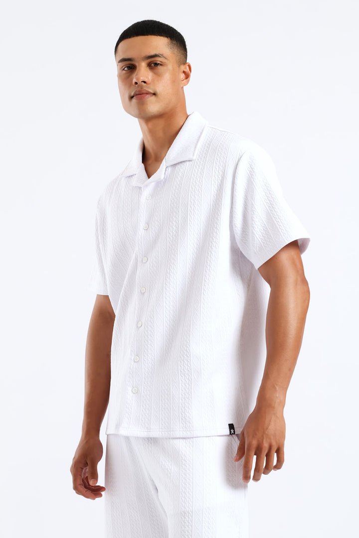 Textured Cable Shirt - White