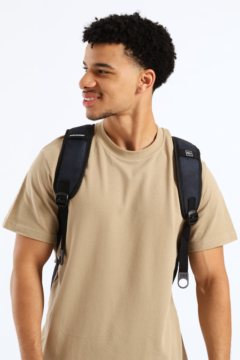 Navy Badge Backpack - Black