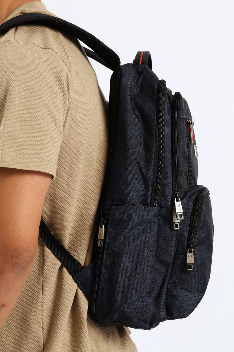 Navy Badge Backpack - Black