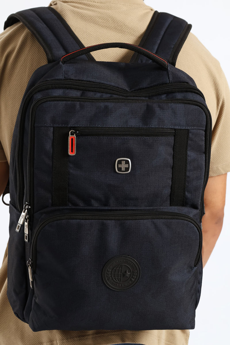 Navy Badge Backpack - Black