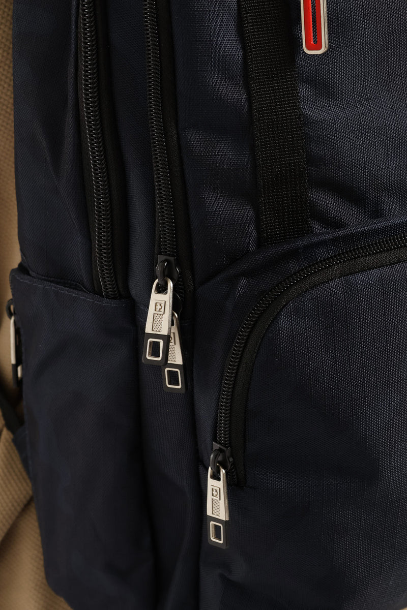 Navy Badge Backpack - Black