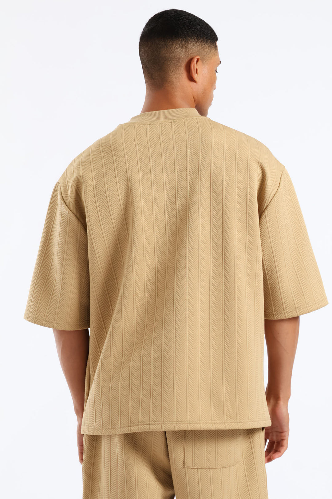 Textured Stretch T-Shirt - Stone