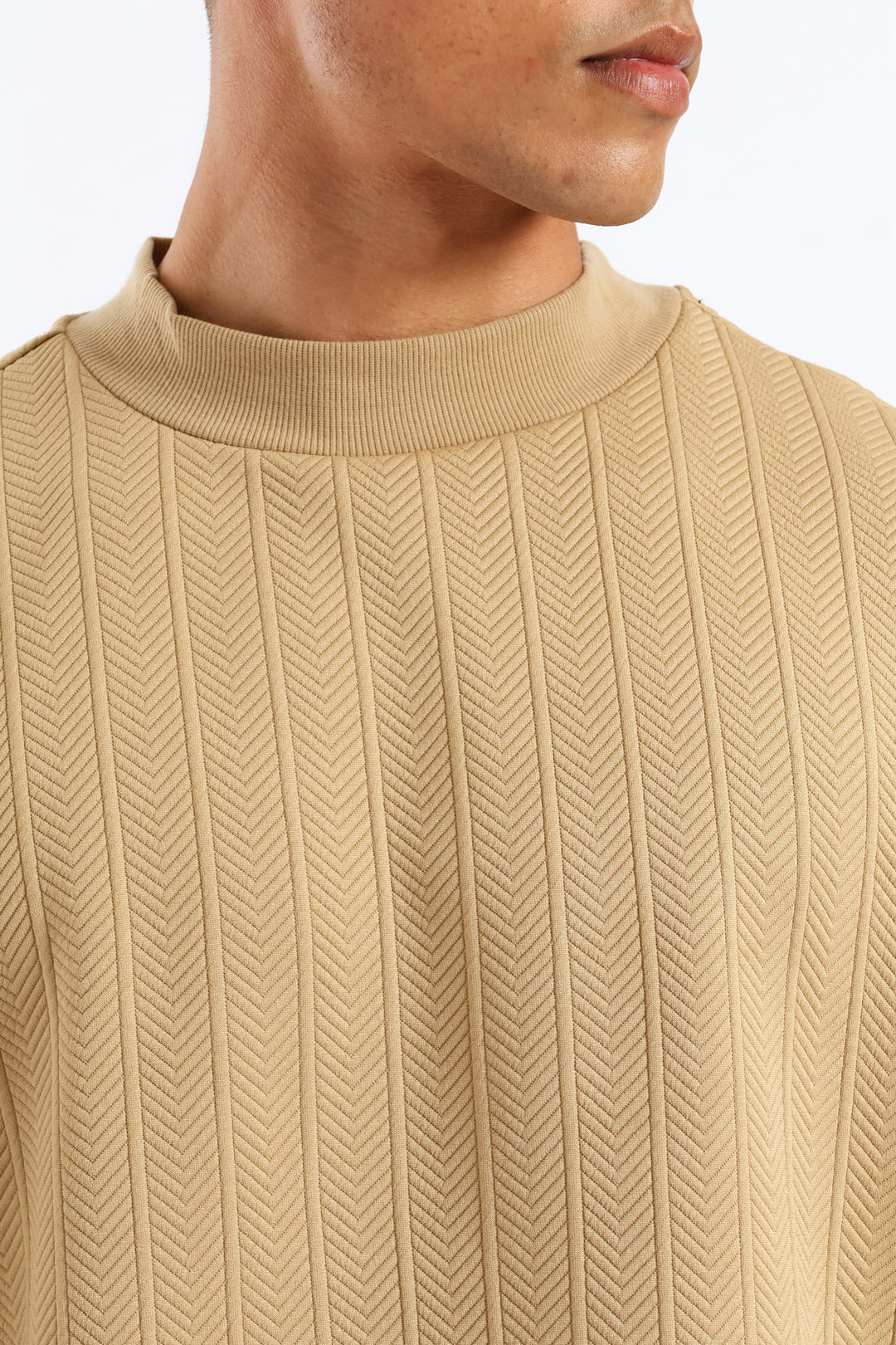 Textured Stretch T-Shirt - Stone