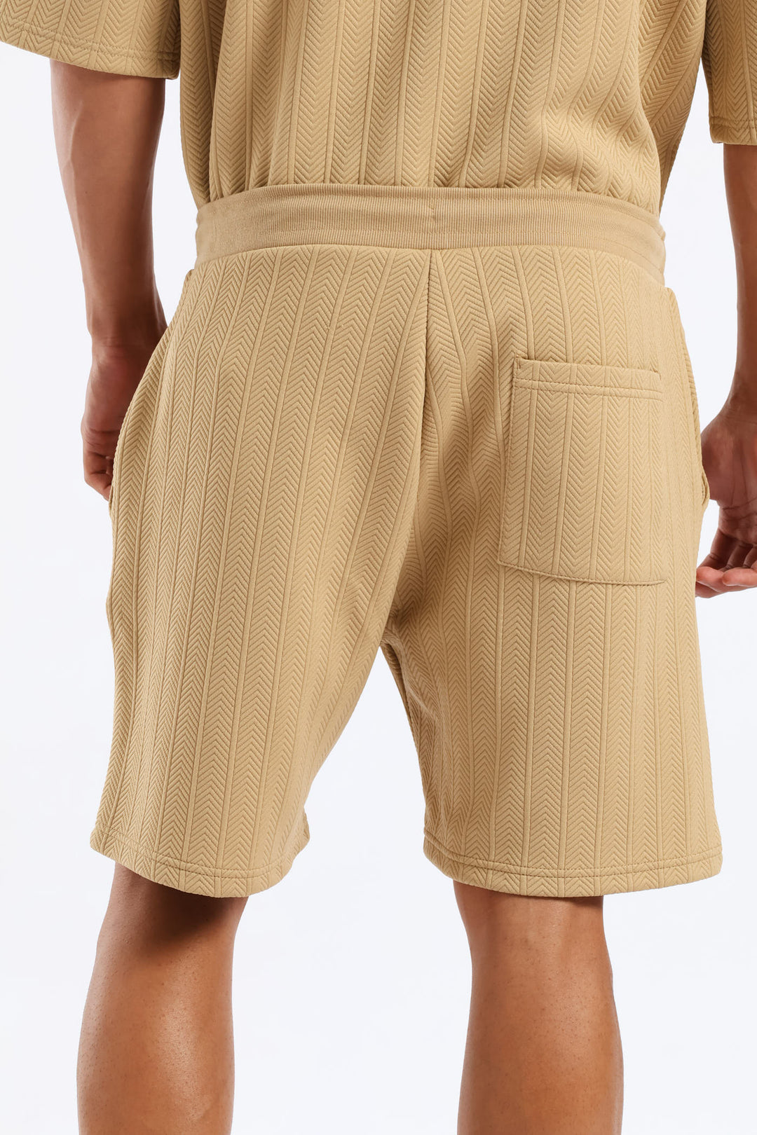 Textured Stretch Shorts - Stone