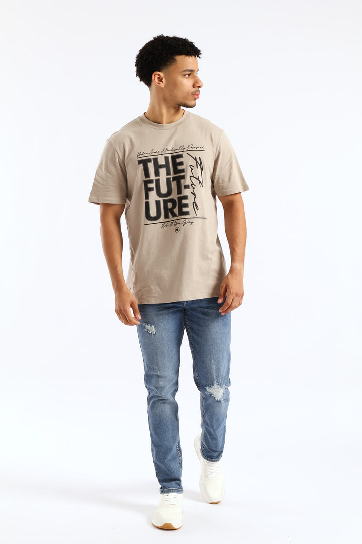 Basic Front Print Future Tee - Stone