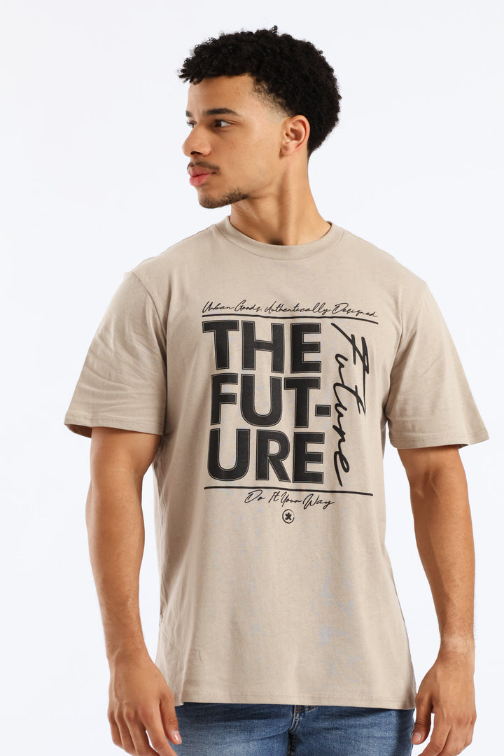 Basic Front Print Future Tee - Stone