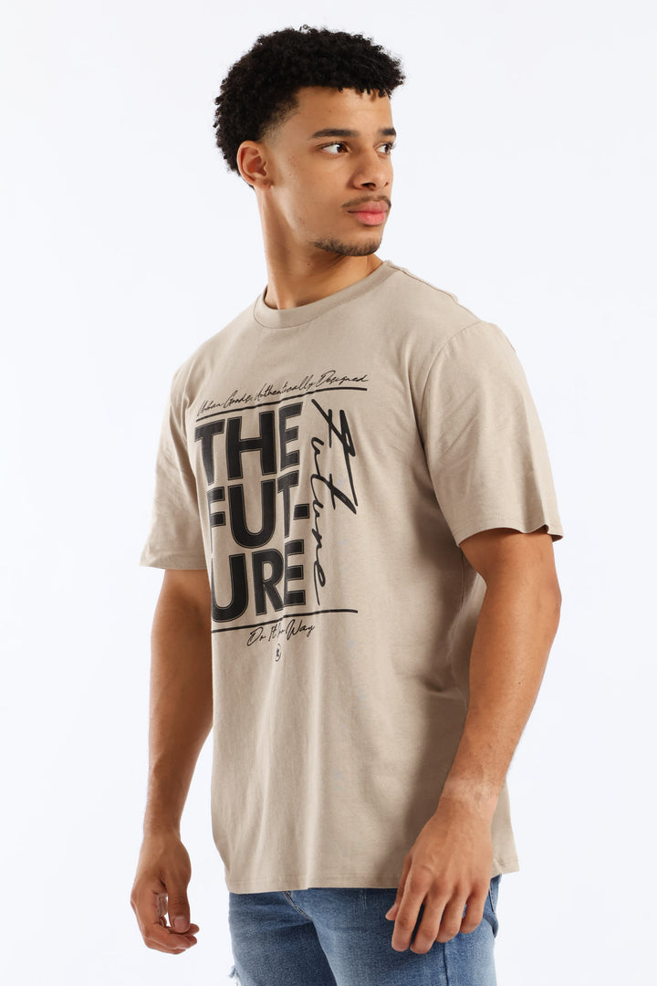 Basic Front Print Future Tee - Stone