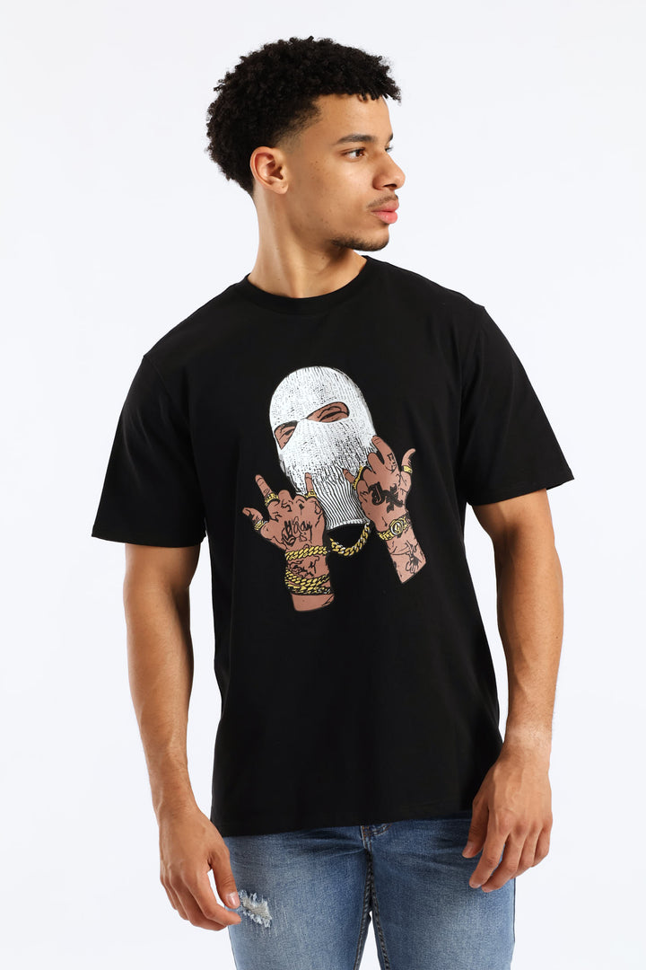 Balaclava Print Tee - Black