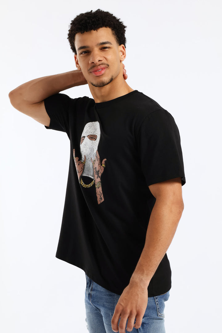 Balaclava Print Tee - Black