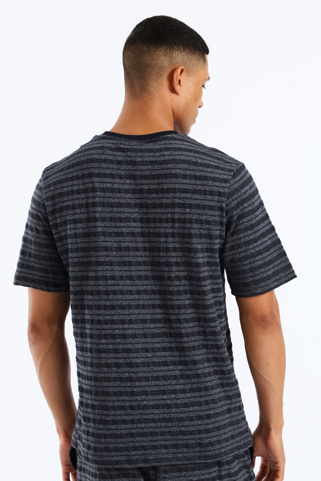 Salt & Pepper Stripe Pyjama Top - Navy