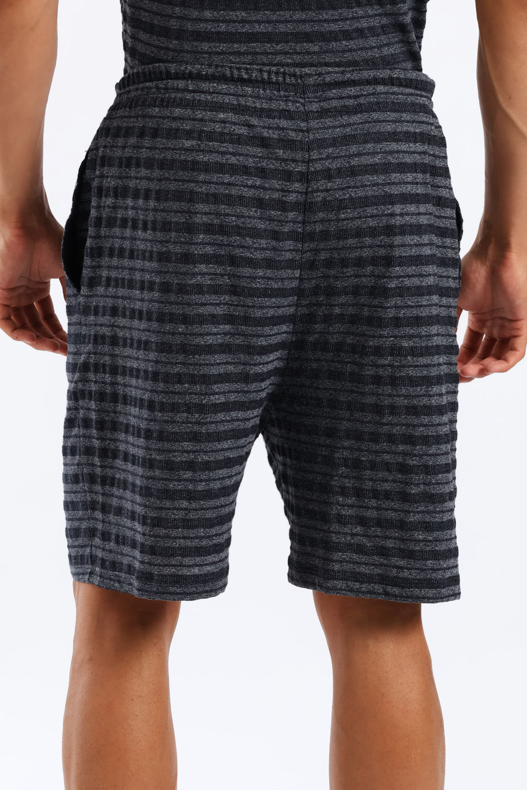 Salt & Pepper Stripe Pyjama Shorts - Navy