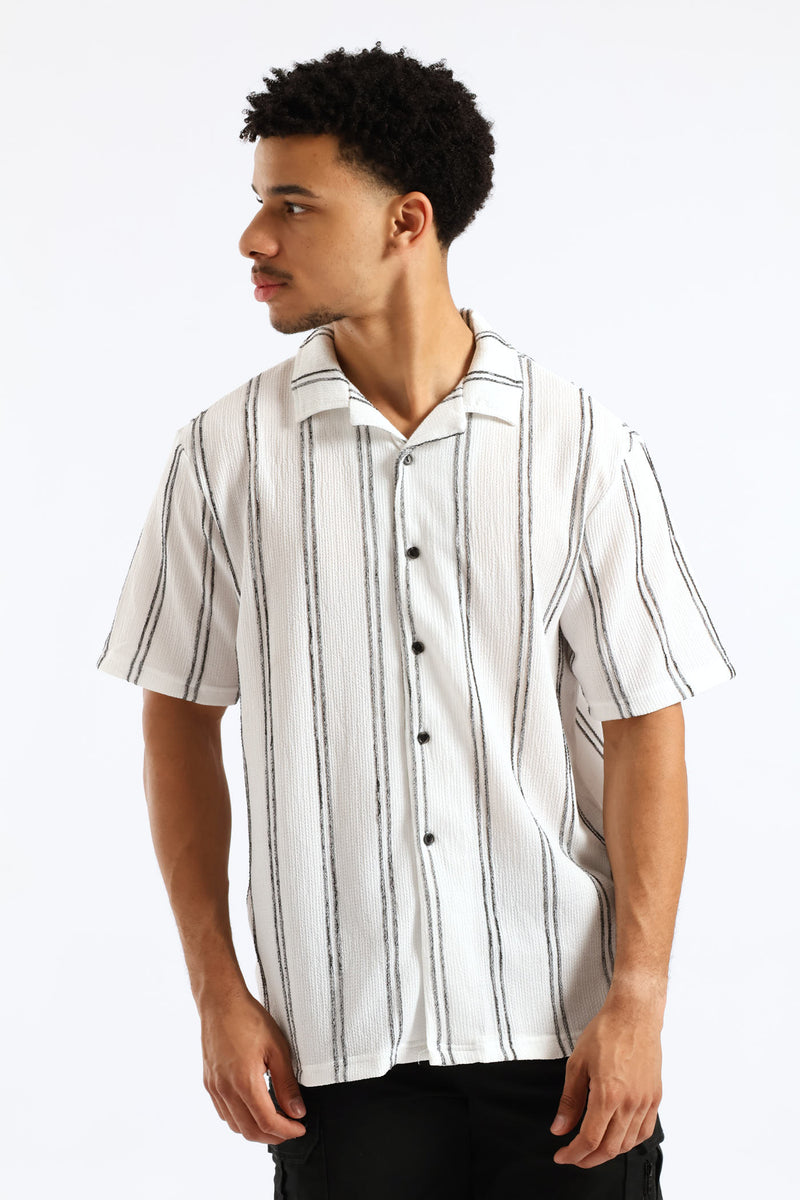 Stripe Crinkle Shirt - White