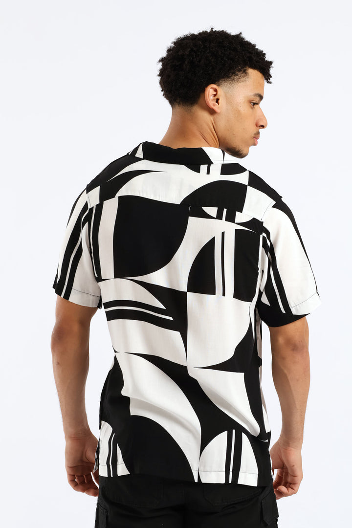 Block Stretch Viscose Shirt - Black