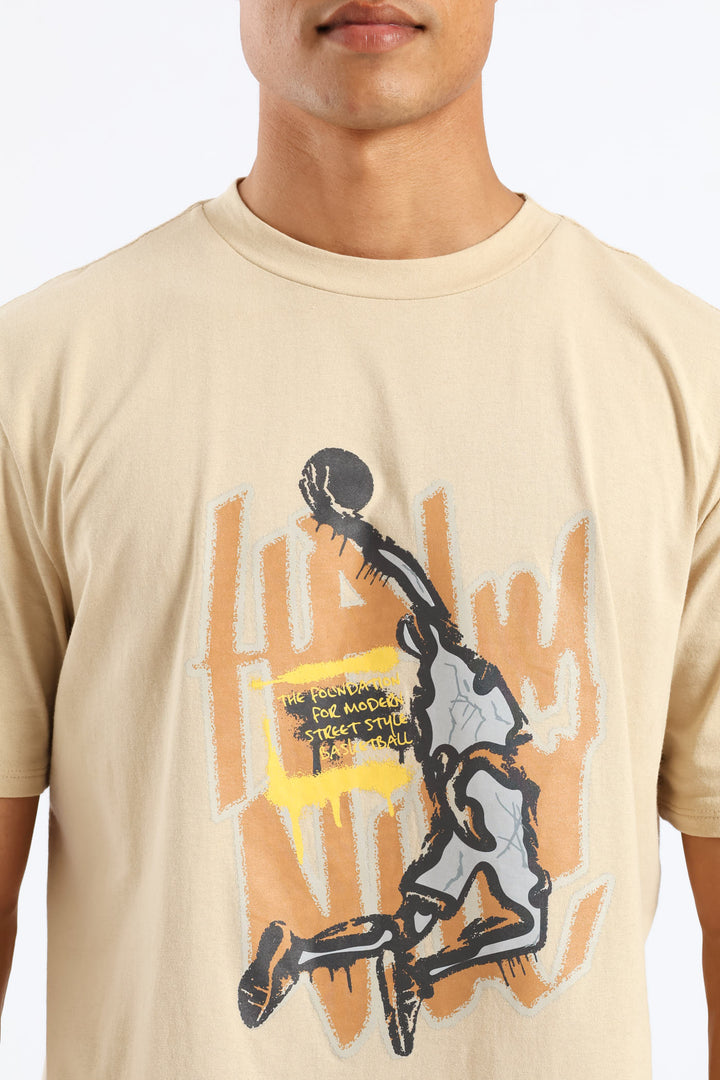 Basketball Print Tee - Stone