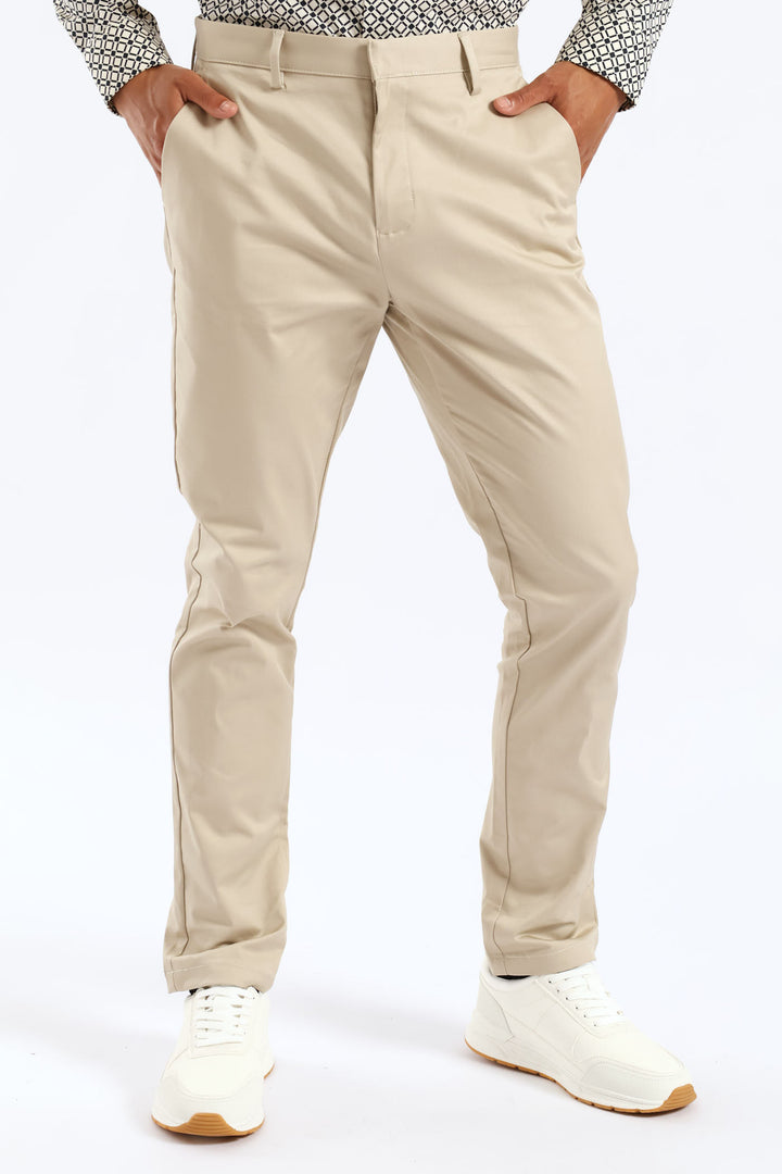 Slim Smart Chino Trouser - Stone