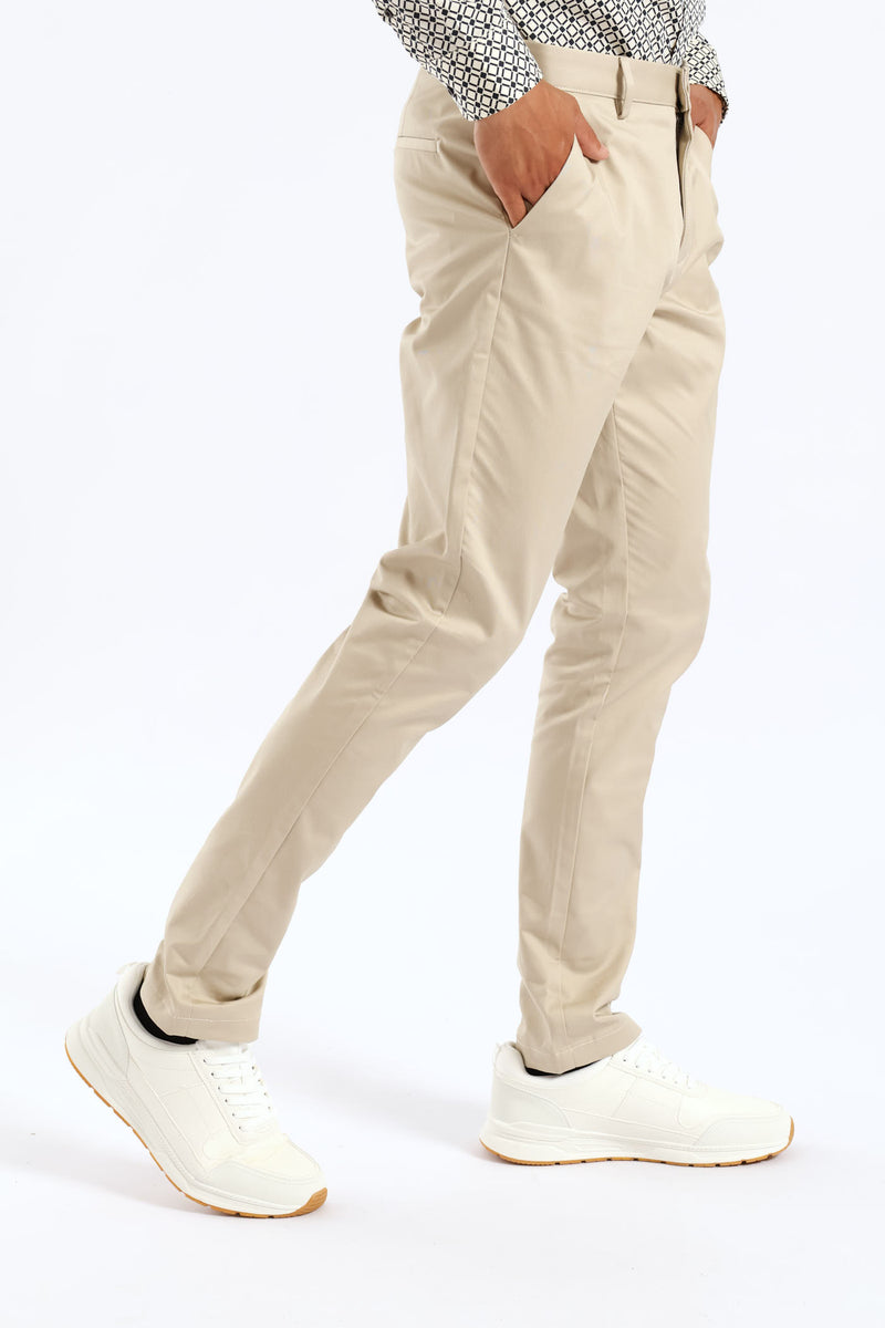 Slim Smart Chino Trouser - Stone