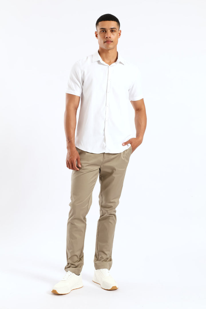 Slim Tonal Diamond Textured Shirt - White