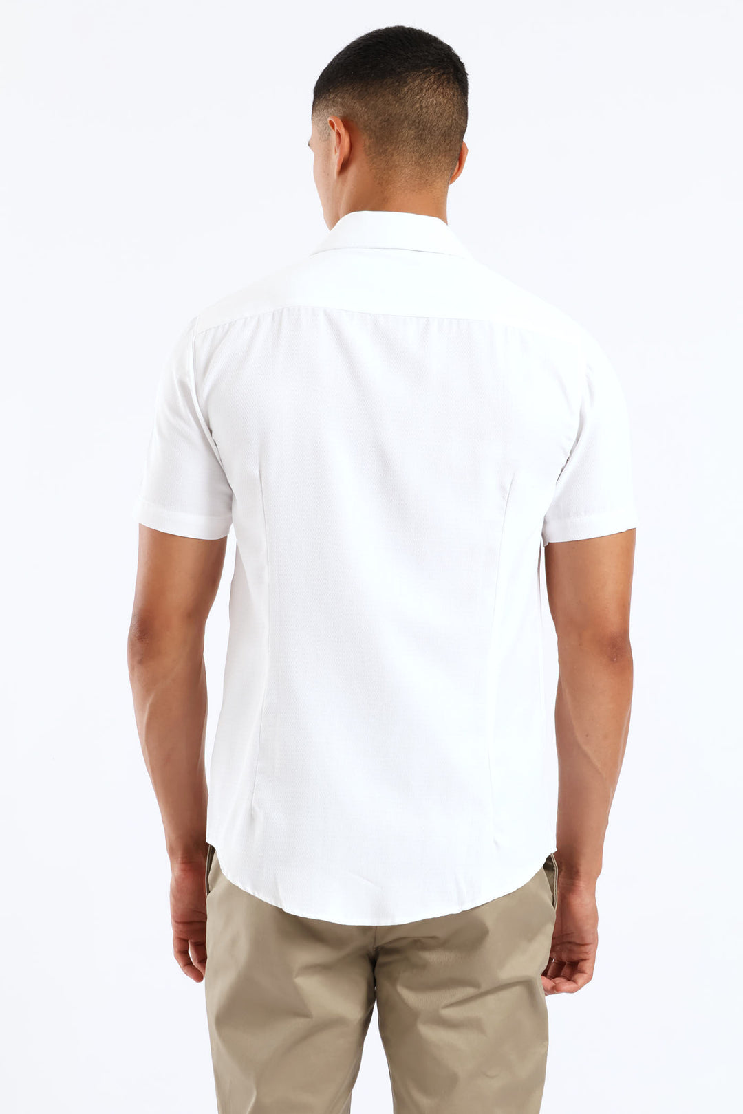Slim Tonal Diamond Textured Shirt - White