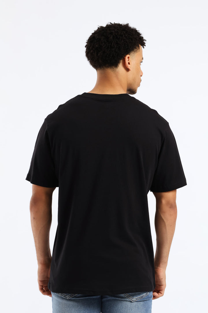 Gunmetal Foil Print Tee - Black