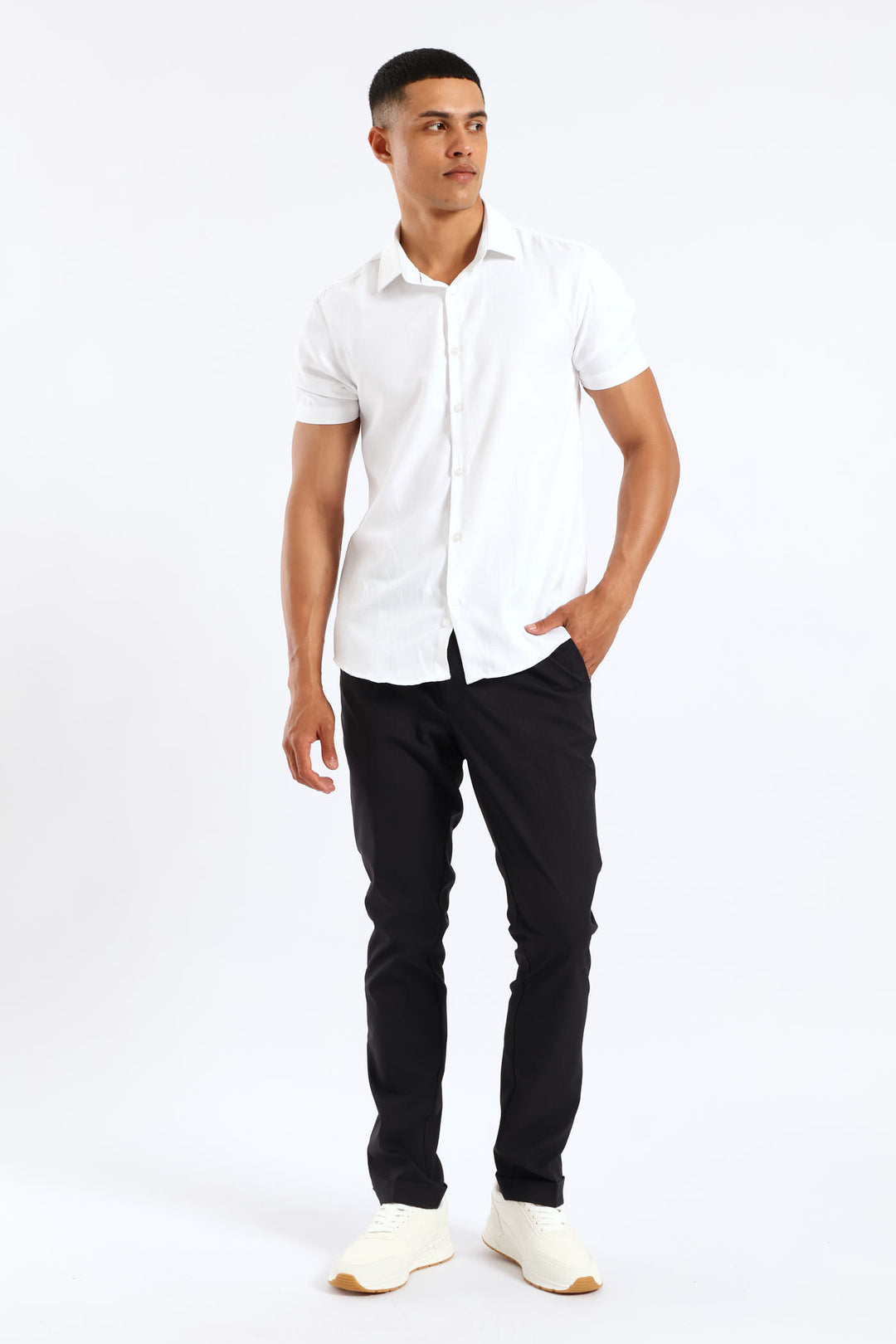 Elasticated Pleated Trouser - Black