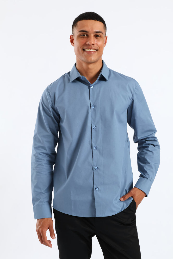 Easy Care Long Sleeve Shirt - Mid Blue