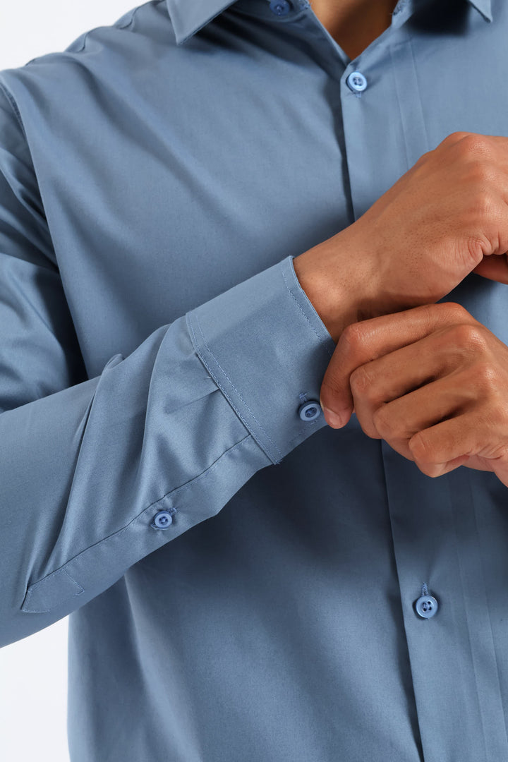 Easy Care Long Sleeve Shirt - Mid Blue