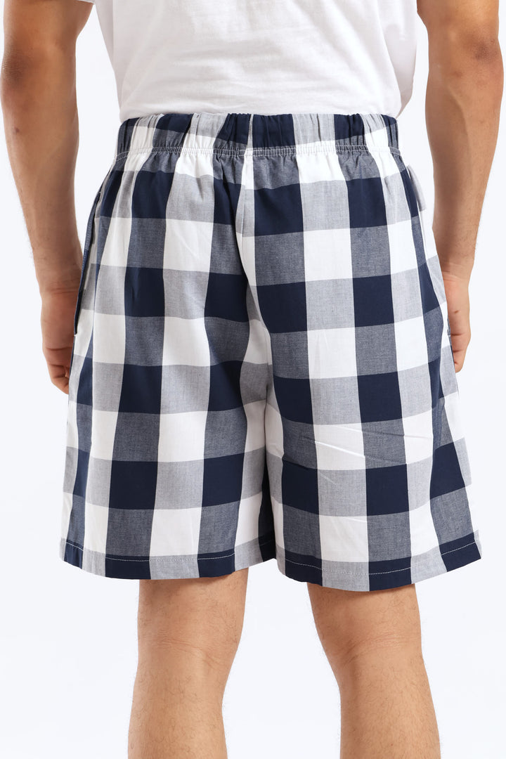 Check Woven Shorts - Navy/White