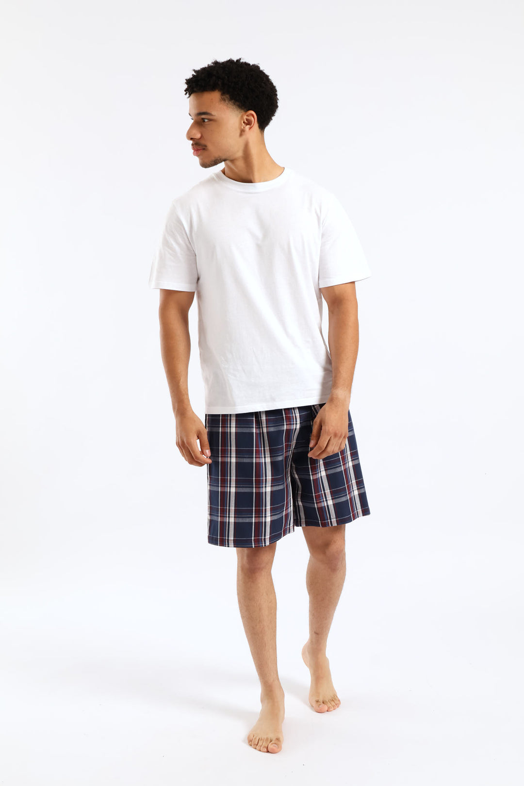 Check Woven Shorts - Navy/Burgundy