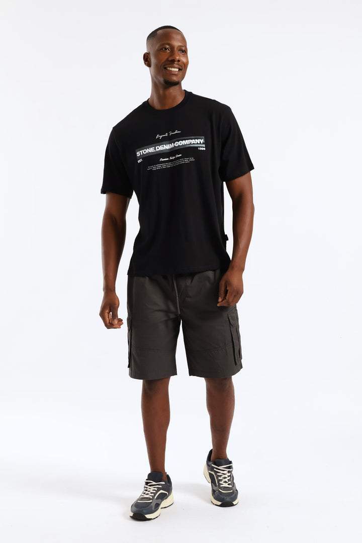 Fade Chest Block Icon Tee - Black