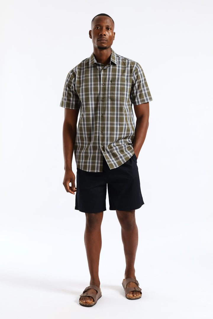 Regular Check Shirt - Olive/Navy/White