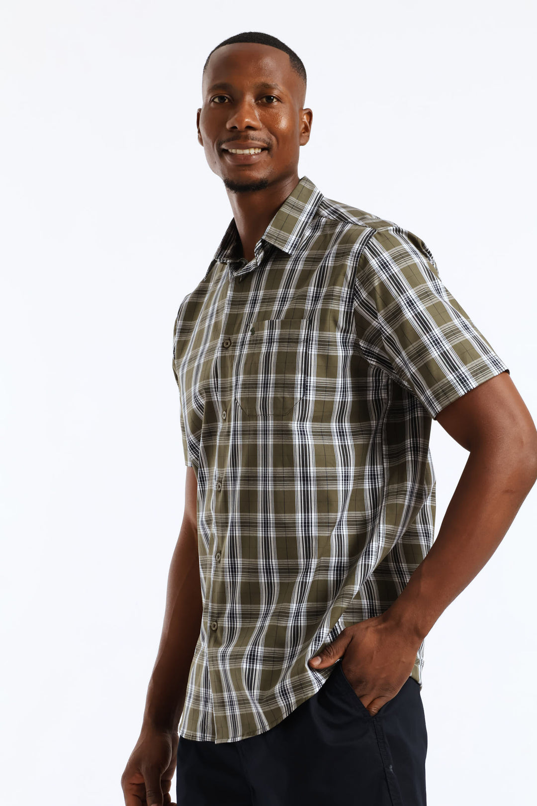 Regular Check Shirt - Olive/Navy/White