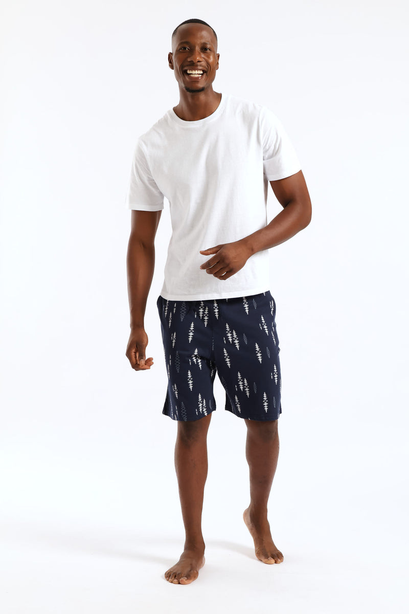 Print Knit Short - Navy