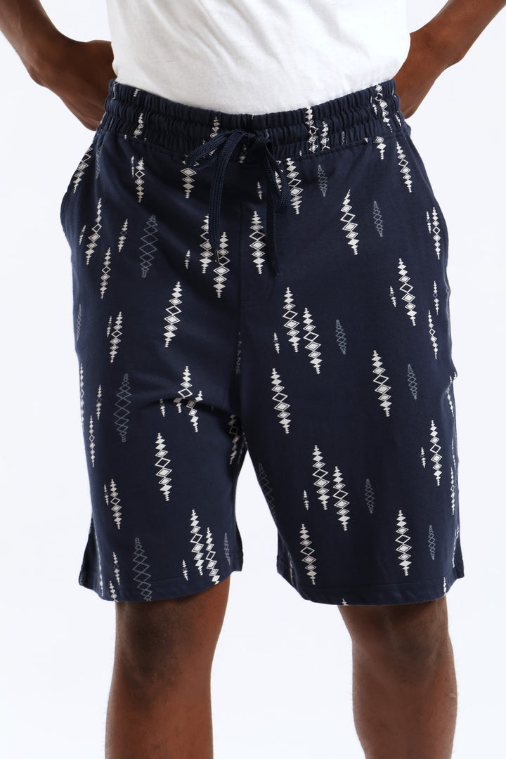 Print Knit Short - Navy