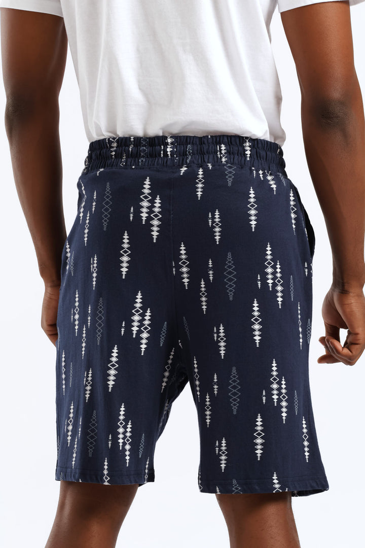 Print Knit Short - Navy