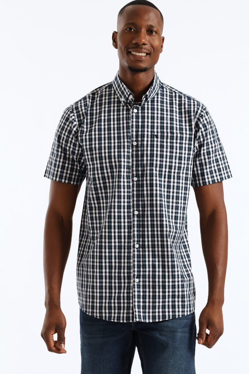 Button Down Check Shirt - White