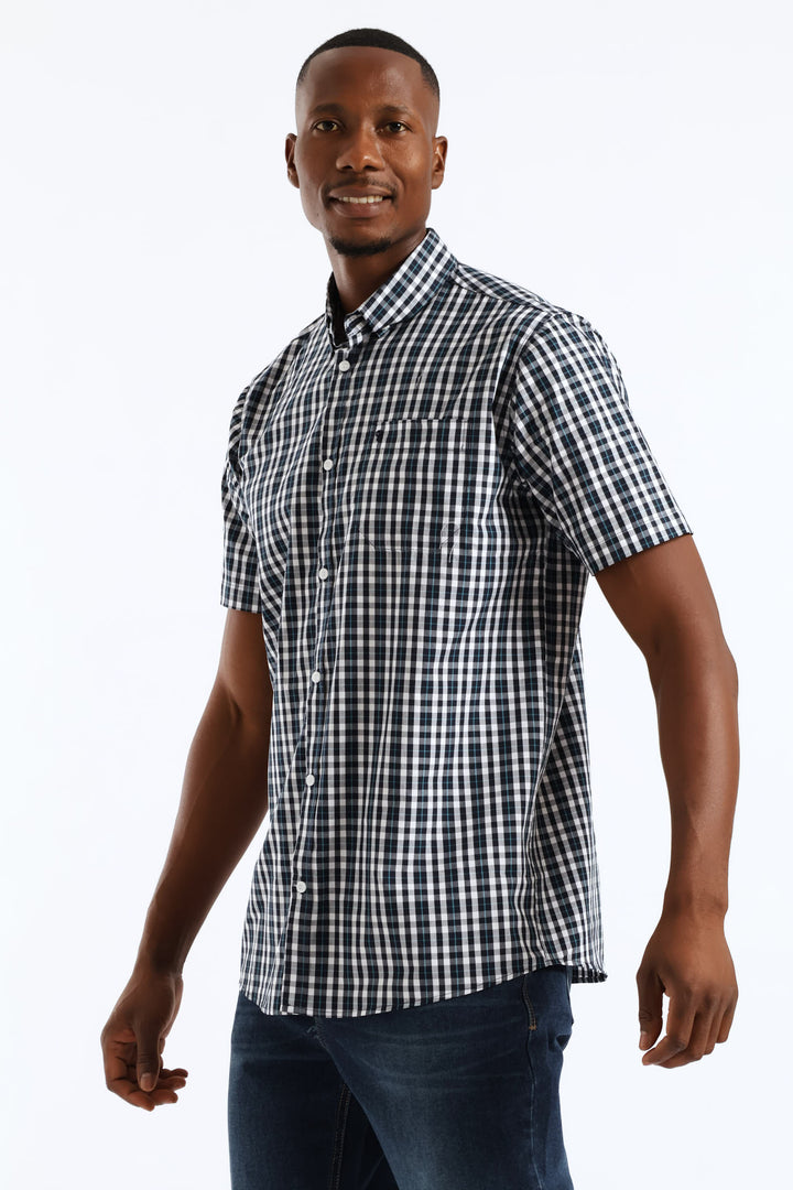 Button Down Check Shirt - White