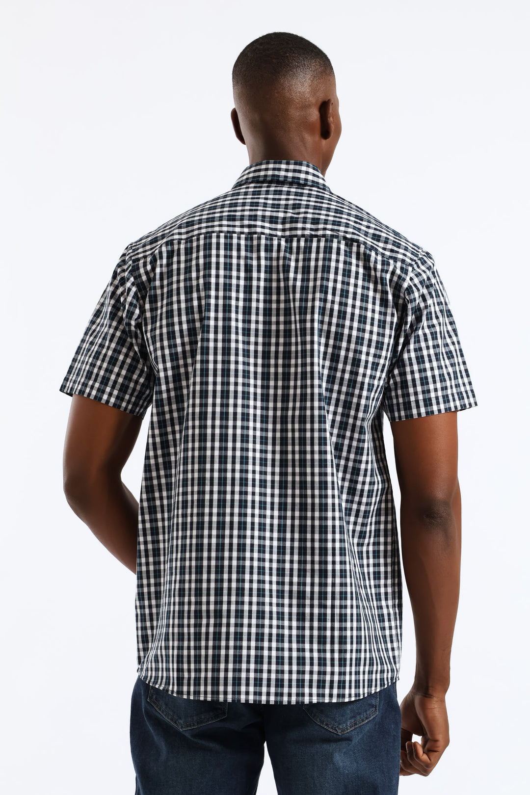 Button Down Check Shirt - White