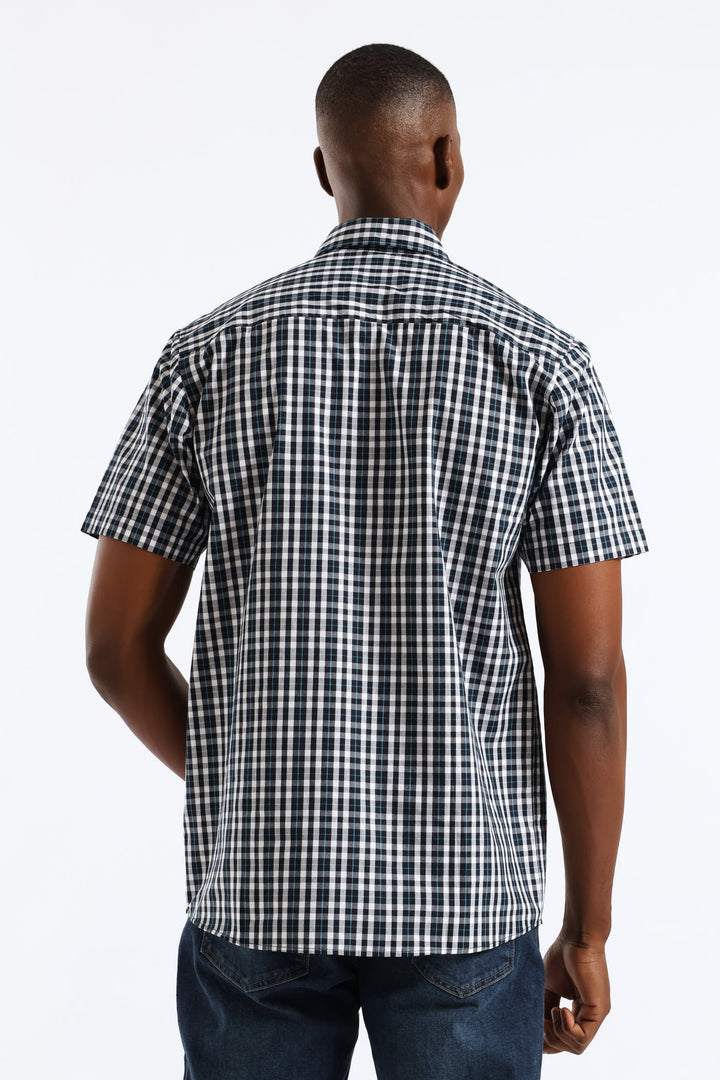 Button Down Check Shirt - White