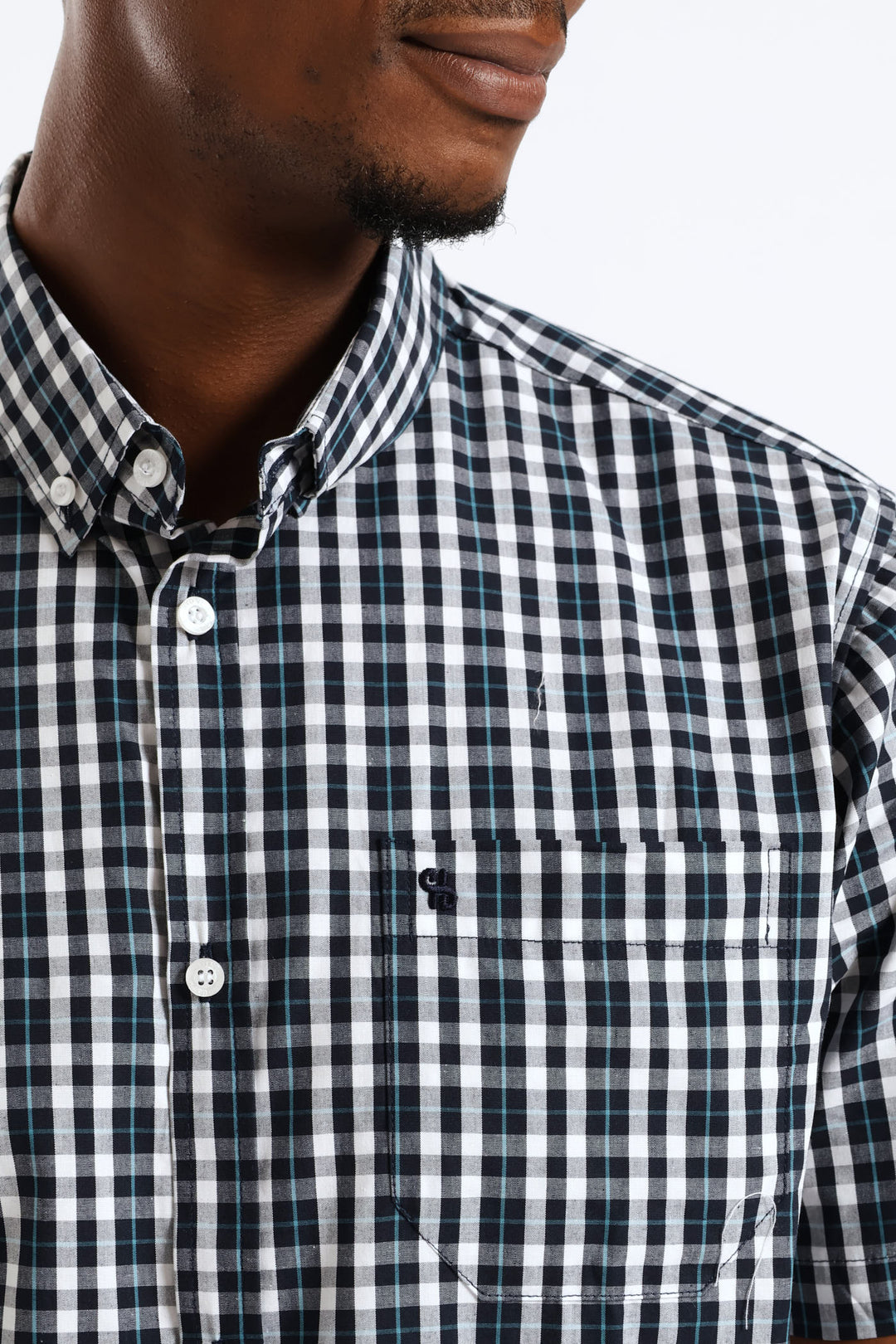 Button Down Check Shirt - White