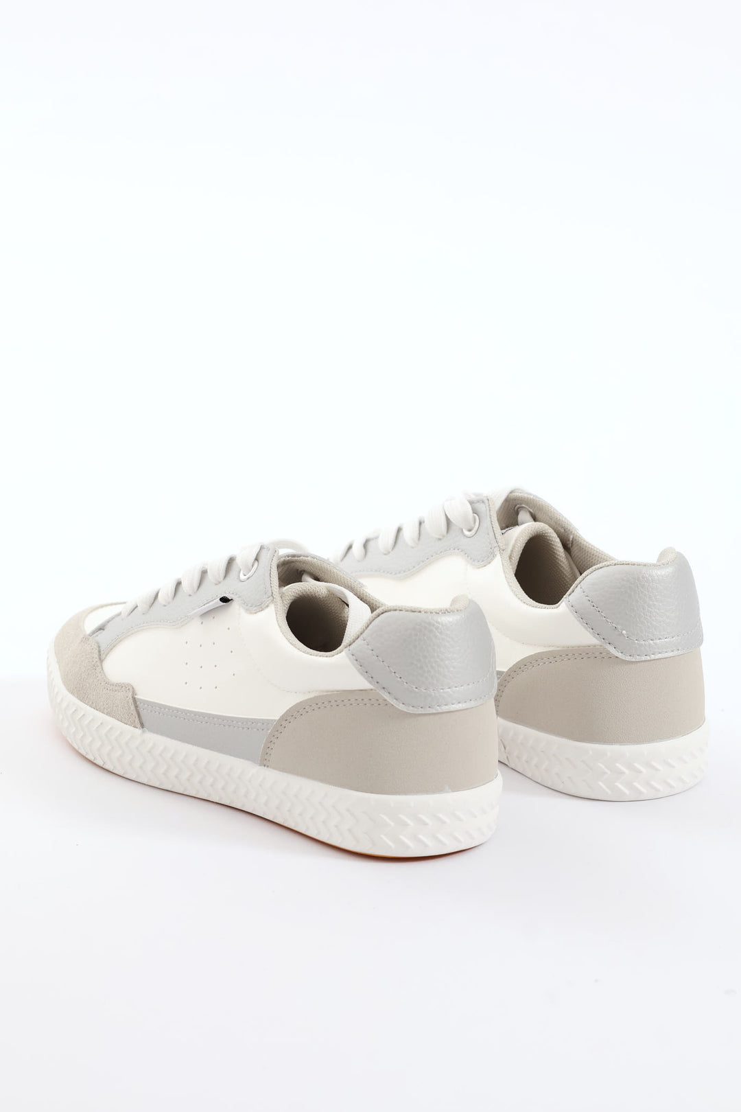 Palesa Faux Leather Suede Sneaker - White/Grey