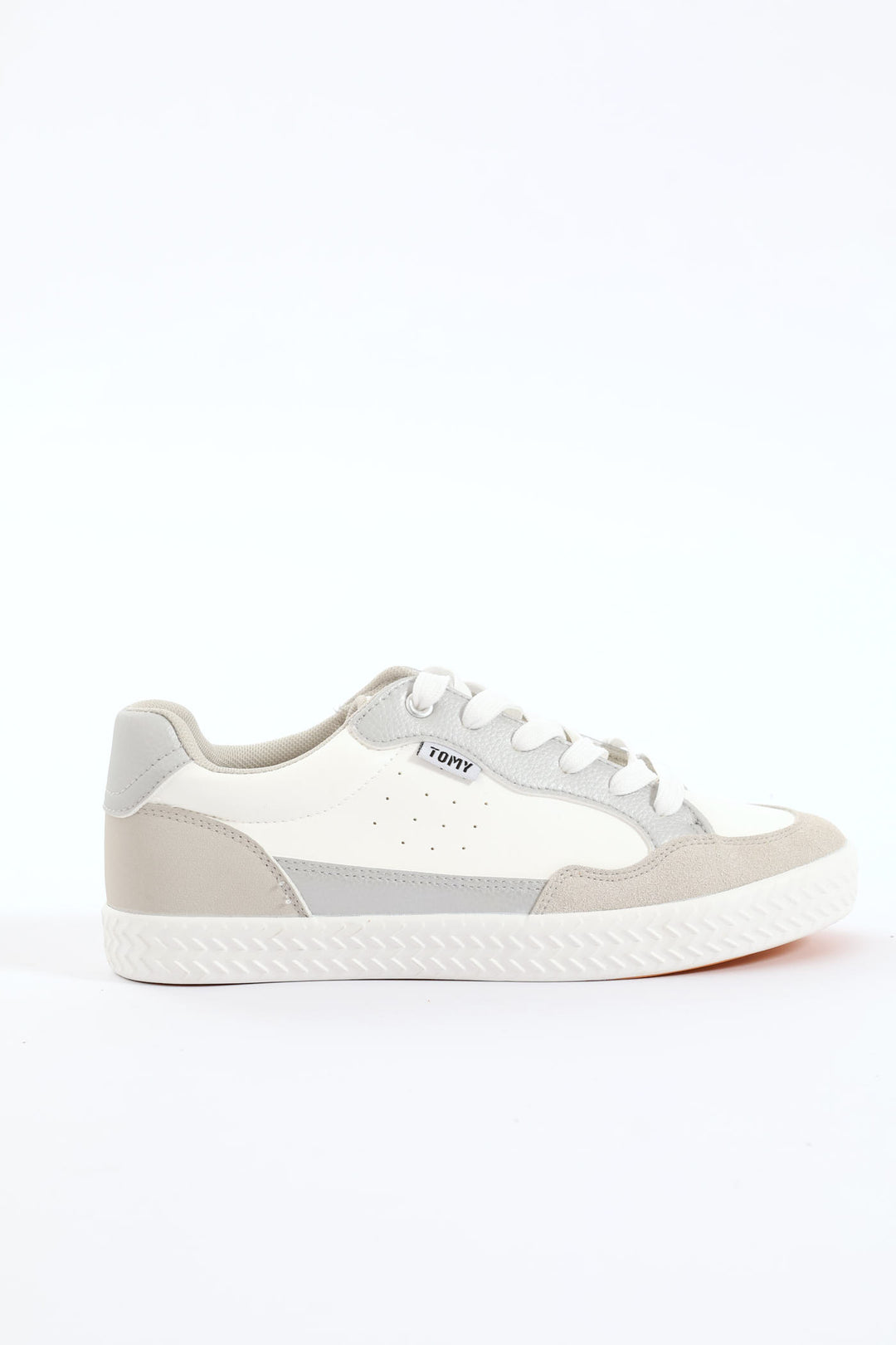 Palesa Faux Leather Suede Sneaker - White/Grey