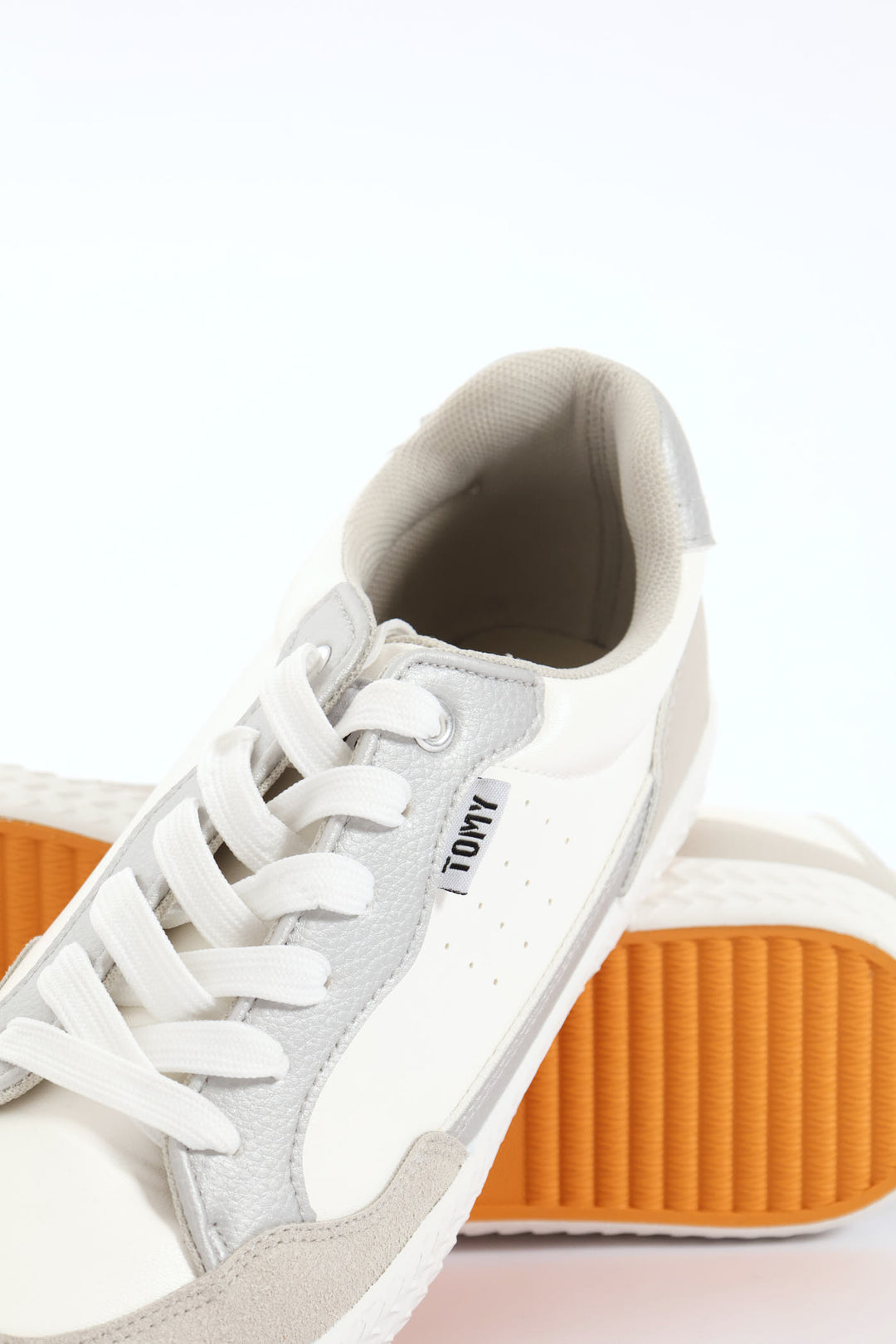 Palesa Faux Leather Suede Sneaker - White/Grey