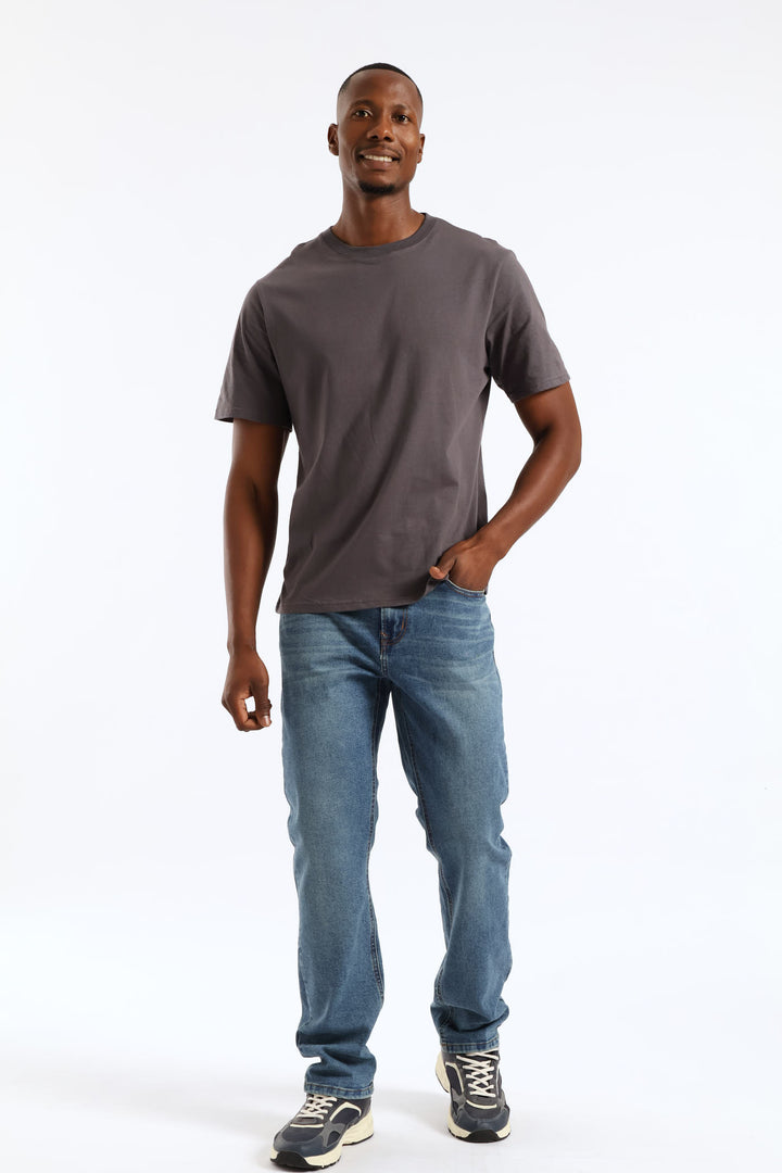 Vintage Midwash Tea Stain Straight Denim - Mid Wash