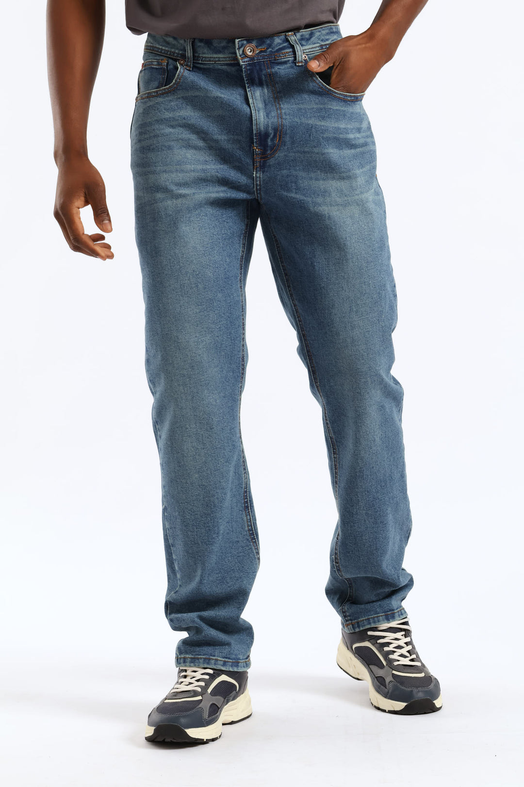 Vintage Midwash Tea Stain Straight Denim - Mid Wash