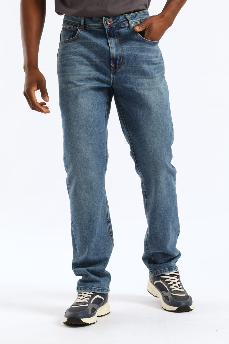 Vintage Midwash Tea Stain Straight Denim - Mid Wash