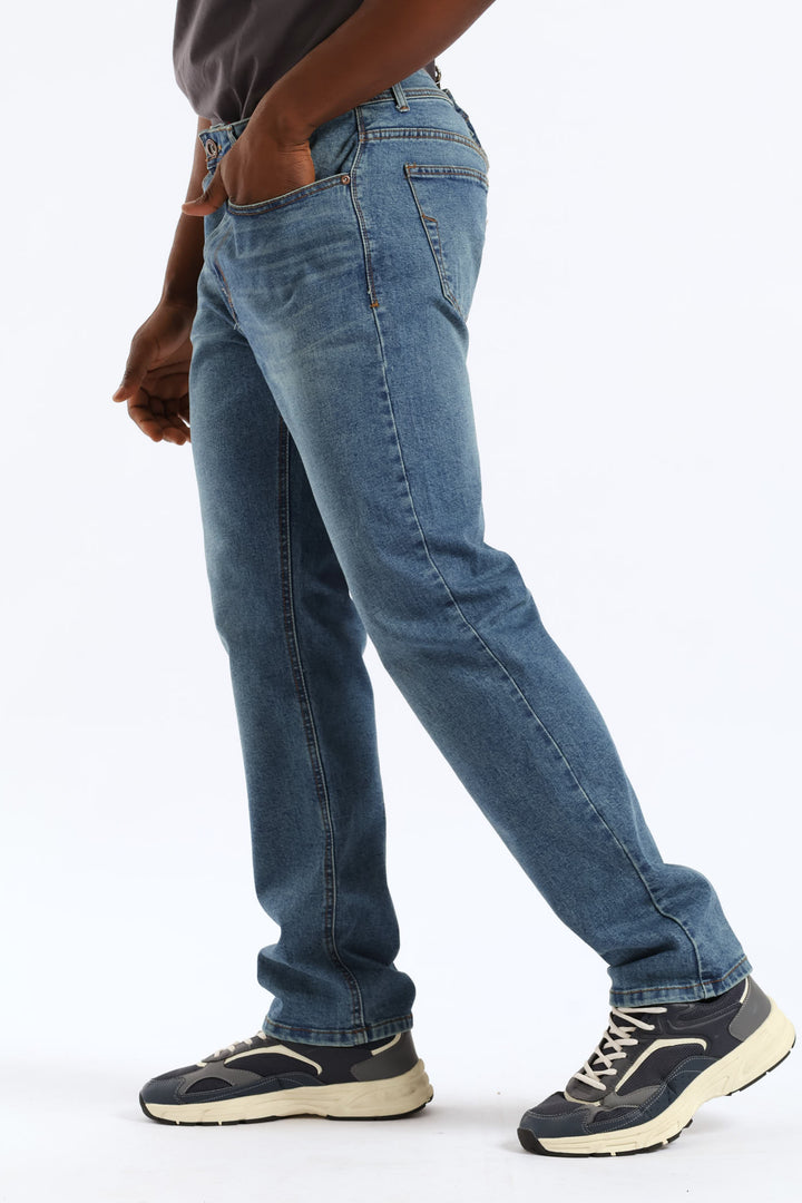 Vintage Midwash Tea Stain Straight Denim - Mid Wash