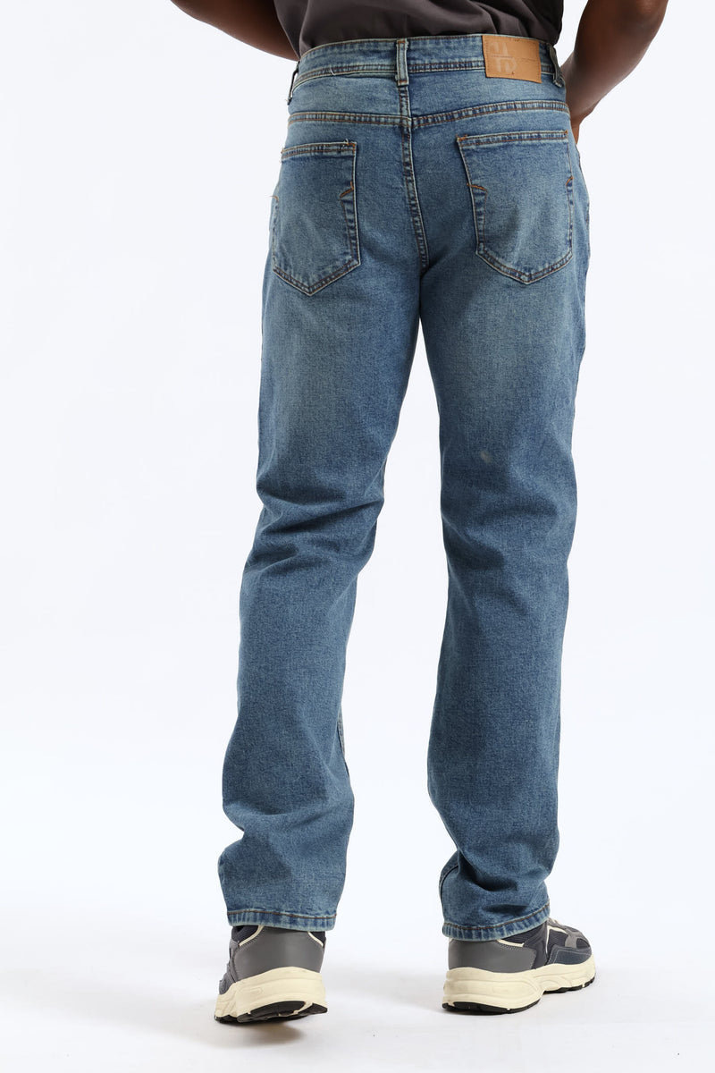 Vintage Midwash Tea Stain Straight Denim - Mid Wash