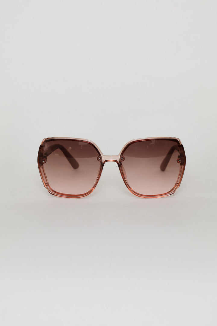 Gold Detail Square Lense Sunglasses - Mauve