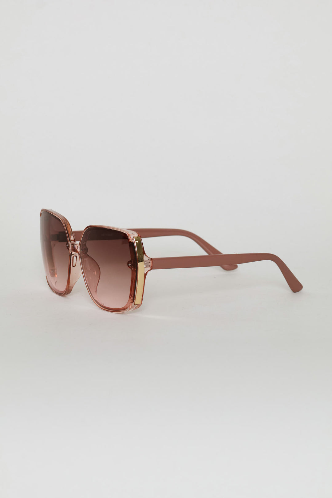Gold Detail Square Lense Sunglasses - Mauve