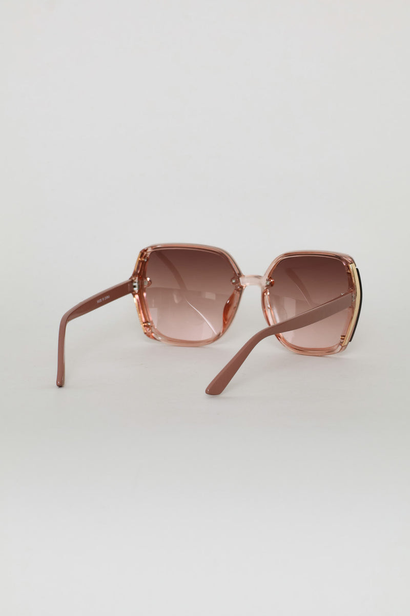 Gold Detail Square Lense Sunglasses - Mauve